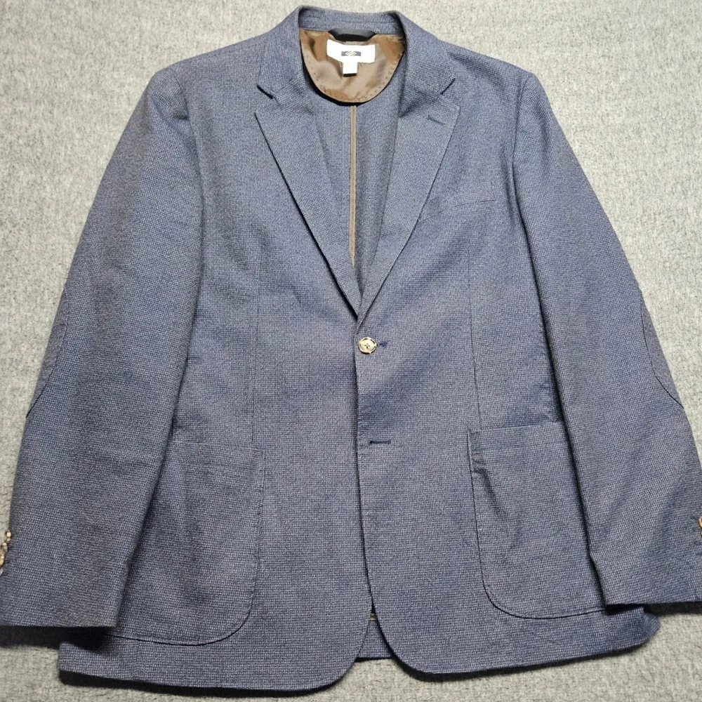 Joseph Abboud Sport Coat Mens Large Blue Textured Cotton Blazer Unstructured